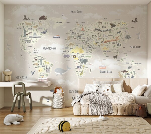 Fototapeta Mapa świata, Fototapety Dziecięce, Popularne Fototapety, u96587v1 - Tapeko.pl