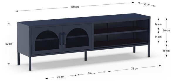 Ciemnoniebieska szafka pod TV 160x50 cm Diora – Marckeric