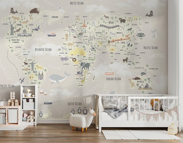 Fototapeta Mapa świata, Fototapety Dziecięce, Popularne Fototapety, u96587v1 - Tapeko.pl