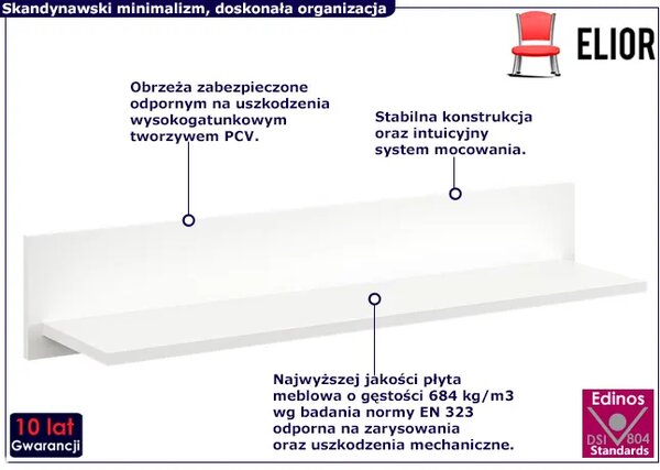 Biała Minimalistyczna Półka Ścienna P7-W29