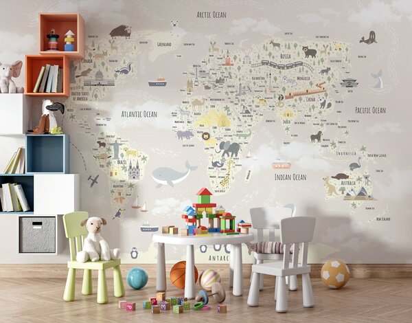 Fototapeta Mapa świata, Fototapety Dziecięce, Popularne Fototapety, u96587v1 - Tapeko.pl