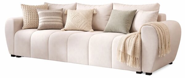 Kremowa sofa tapicerowana z pojemnikiem na pościel D0-L86