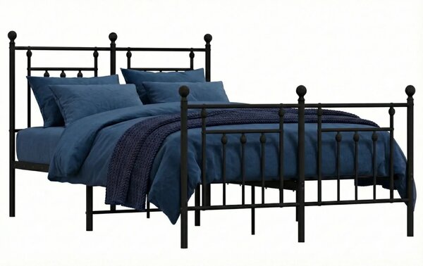 Czarne łózko małżeńskie w stylu loft 180x200cm D1-T19