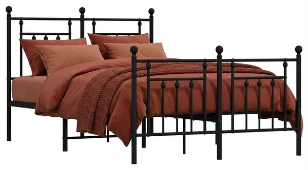 Czarne metalowe łóżko małżeńskie 150x200cm E1-P29