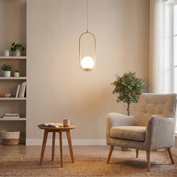 Lampa wisząca szklana Dione ALDEX, możliwość ściemniania, kremowy / amber, salon / jadalnia, szkło, nowoczesny
