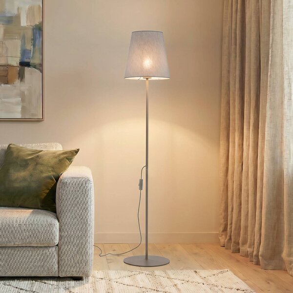 Lampa stojąca Elizabeth TK Lighting, kremowy / amber, salon / jadalnia, tkanina / materiał / jedwab, nowoczesny