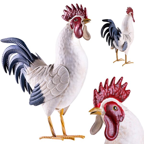 Figura ogrodowa Esson kogut biały stalowa 37 cm