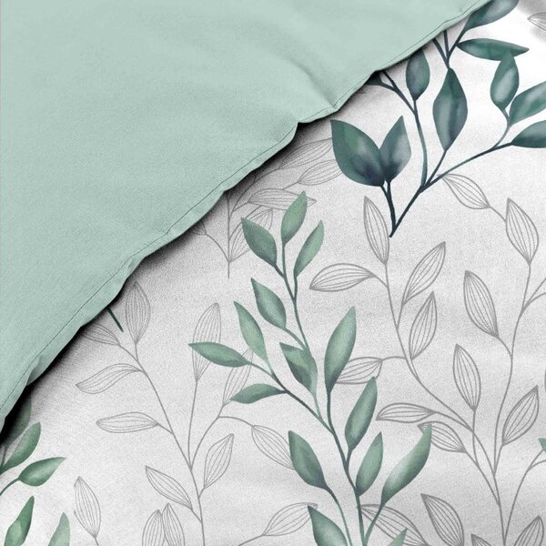 Biało-zielona pościel dwuosobowa z perkalu bawełnianego 240x220 cm Wendy – douceur d'intérieur