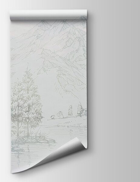 Fototapeta Rzeka z drzewami i górami w tle, Fototapety Natura, Popularne Fototapety, u99569 - Tapeko.pl