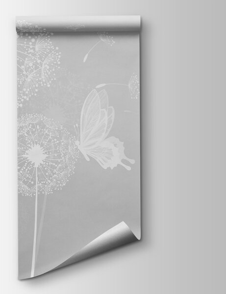 Fototapeta Białe mlecze i motyle, Fototapety Natura, Popularne Fototapety, u99597v1 - Tapeko.pl