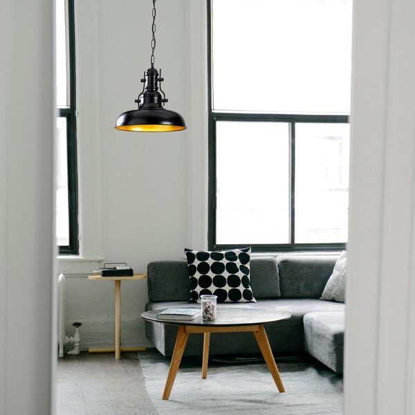 Czarna lampa wisząca z metalowym kloszem ø 32 cm Detroit – Opviq lights