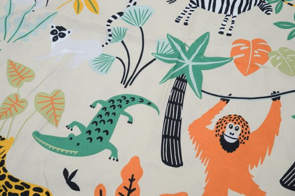 Poszewka na poduszkę z mikrofibry JUNGLE FRIENDS 70x90 cm, kolorowa