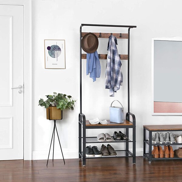 Ściana przedpokojowa TAYLOR z szafką na buty 183x72 cm, rustykalny brąz
