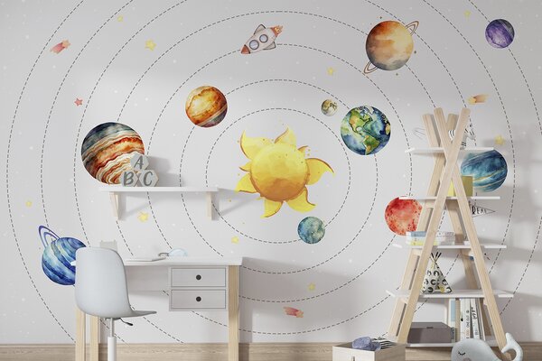 Fototapeta Układ słoneczny z planetami i gwiazdami, Fototapety Kosmos, Popularne Fototapety, w00214 - Tapeko.pl