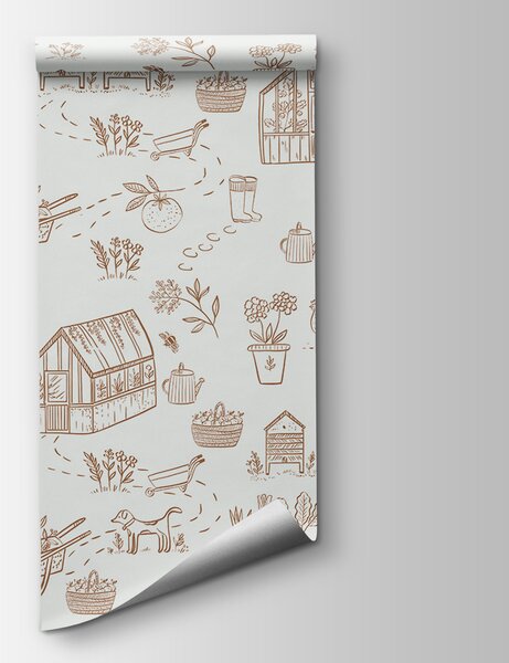 Fototapeta Wzór narzędzi ogrodniczych i roślin, Fototapety design, Popularne Fototapety, w00254v1 - Tapeko.pl