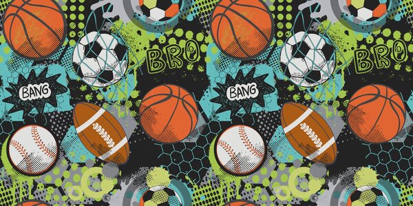 Fototapeta Wzór piłek sportowych, Fototapety dla nastoletnich dziewcząt, Popularne Fototapety, u99729 - Tapeko.pl