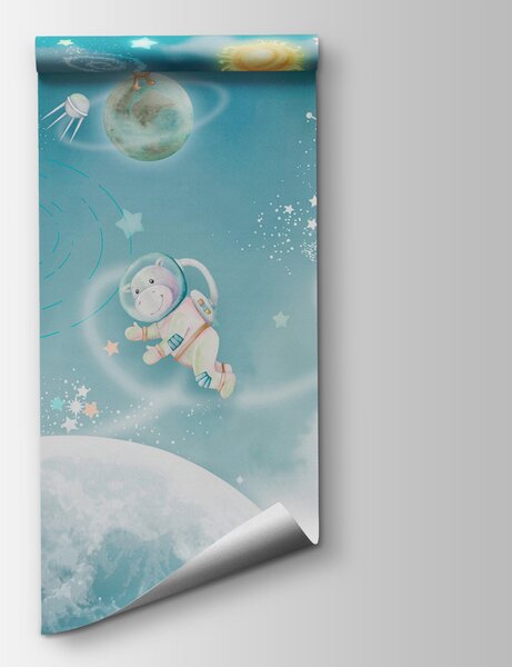 Fototapeta Kreskówkowa scena kosmiczna z planetami i gwiazdami, Fototapety Kosmos, Popularne Fototapety, w00343 - Tapeko.pl