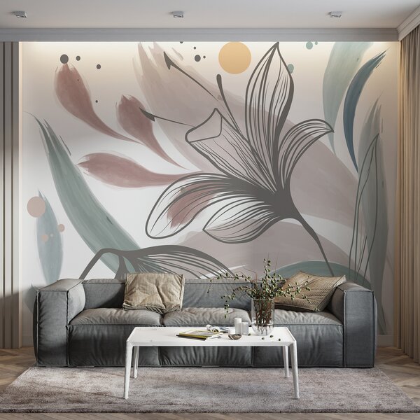 Fototapety Dwa duże kwiaty na jasnym tle, Fototapety Boho, w00411 : Uwalls.pl