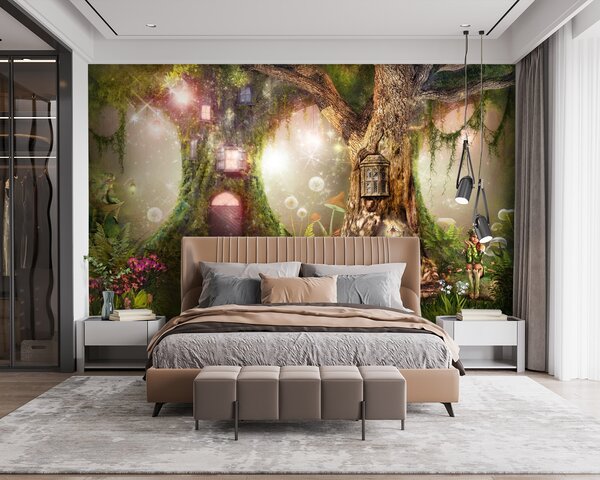 Fototapeta Domek wróżki na drzewie, Fototapety Dziecięce, Popularne Fototapety, u84360 - Tapeko.pl