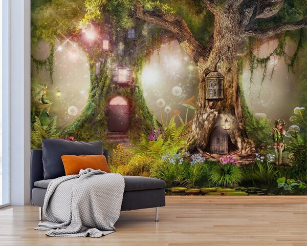 Fototapeta Domek wróżki na drzewie, Fototapety Dziecięce, Popularne Fototapety, u84360 - Tapeko.pl