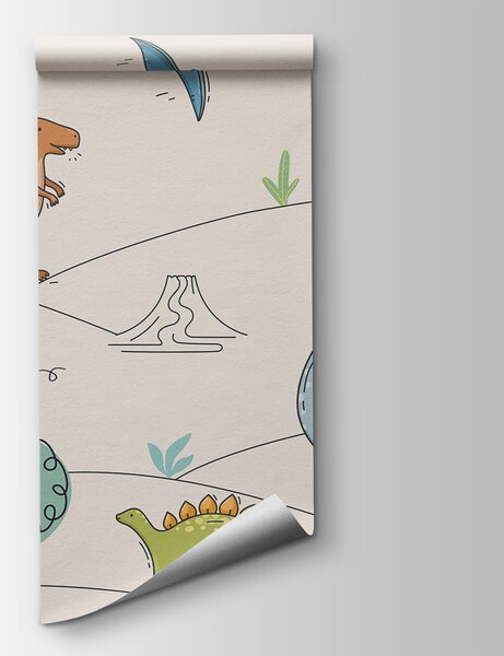 Fototapeta Rysunek dinozaurów i gór, Fototapety Dinozaury, Popularne Fototapety, w00637 - Tapeko.pl