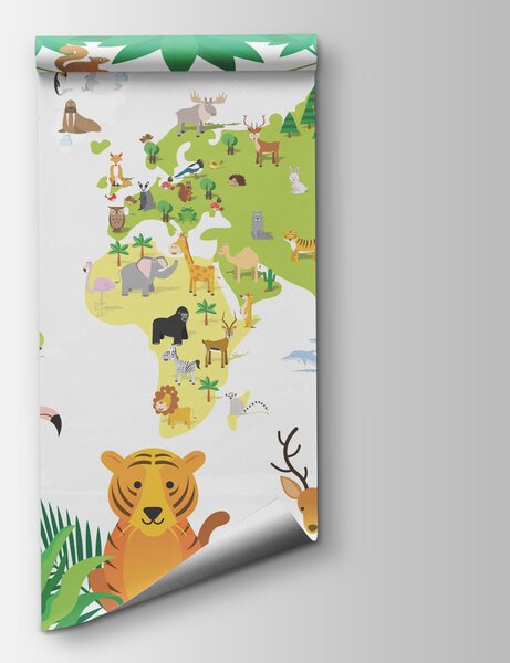 Fototapeta Mapa zwierząt i roślin, Fototapety Dziecięce, Popularne Fototapety, w00400 - Tapeko.pl