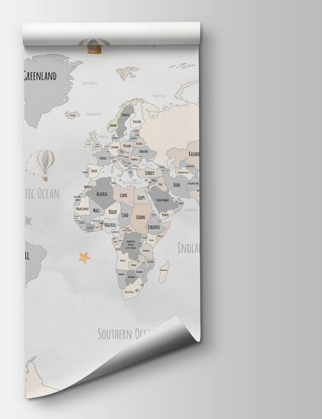 Fototapeta Mapa świata z balonami na ogrzane powietrze, Fototapety z mapami świata, Popularne Fototapety, w00680v1 - Tapeko.pl