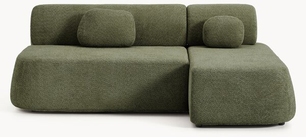 Narożna sofa rozkładana Teddy-Bouclé z miejscem do przechowywania Pao