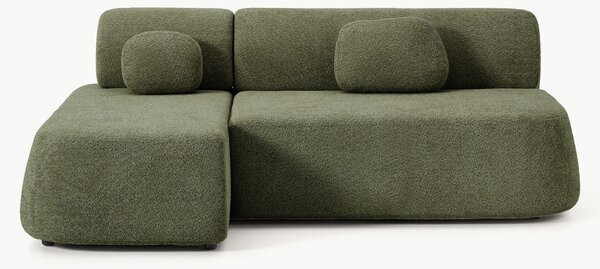 Narożna sofa rozkładana Teddy-Bouclé z miejscem do przechowywania Pao