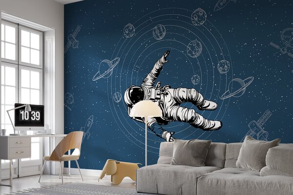 Fototapeta Astronauta unoszący się w przestrzeni kosmicznej, Fototapety Kosmos, Popularne Fototapety, w00712 - Tapeko.pl