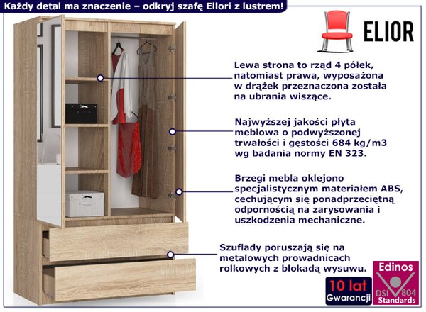 Szafa na ubrania z drążkiem i półkami dąb sonoma M2-E57