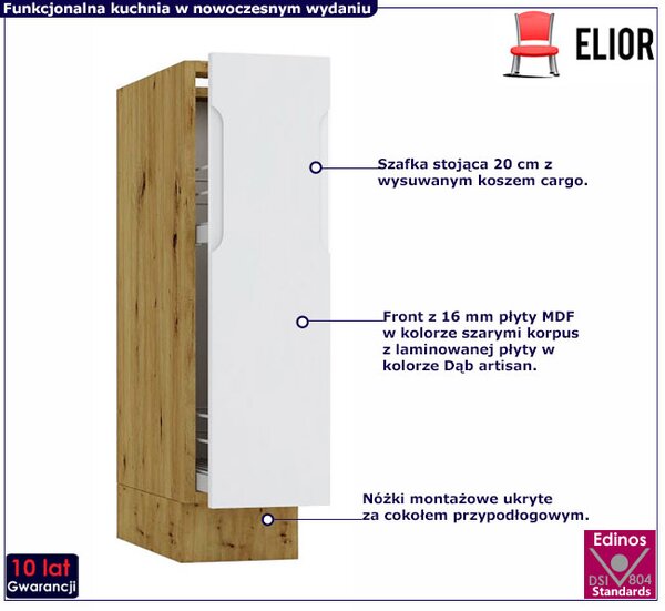 Szafka cargo 20 cm dąb artisan + szary L4-R19