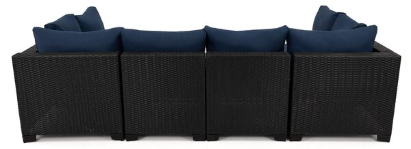 MebleMWM Zestaw mebli ogrodowych z technorattanu ALVANI HK | Czarny | Navy blue poduszki