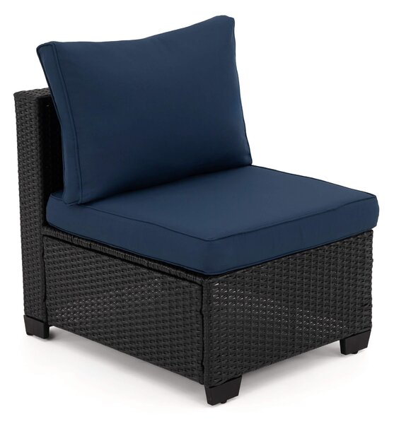 MebleMWM Zestaw mebli ogrodowych z technorattanu ALVANI HK | Czarny | Navy blue poduszki