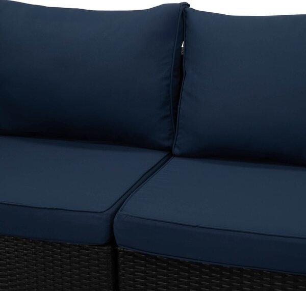 MebleMWM Zestaw mebli ogrodowych z technorattanu ALVANI HK | Czarny | Navy blue poduszki