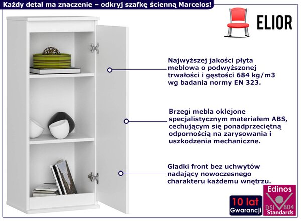 Biała wisząca szafka z gładkim frontem T9-D63