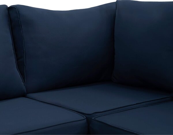 MebleMWM Zestaw mebli ogrodowych z technorattanu ALVANI HK | Czarny | Navy blue poduszki