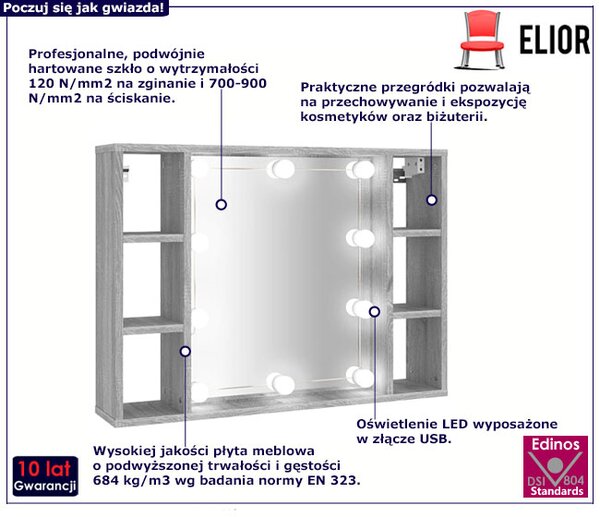 Toaletka z lustrem na biurko lub ścianę szary dąb sonoma - Higa