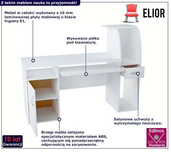 Białe biurko komputerowe G6-A22