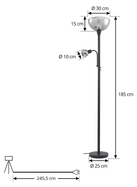 Lampa stojąca Nehemia Lindby, czarny, salon / jadalnia, metal, nowoczesny