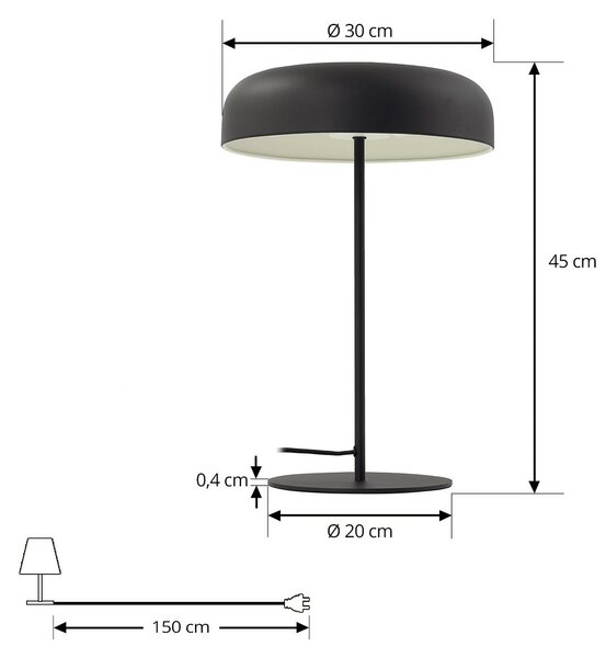 Lampa stołowa Edion Lindby, czarny, salon / jadalnia, metal, nowoczesny