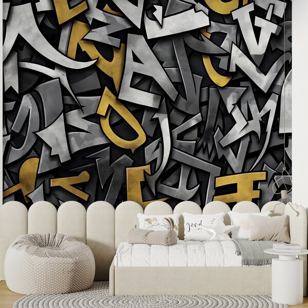 Fototapety Graffiti wielkie litery w kolorze żółtym, Fototapety Młodzieżowe, w01186 : Uwalls.pl