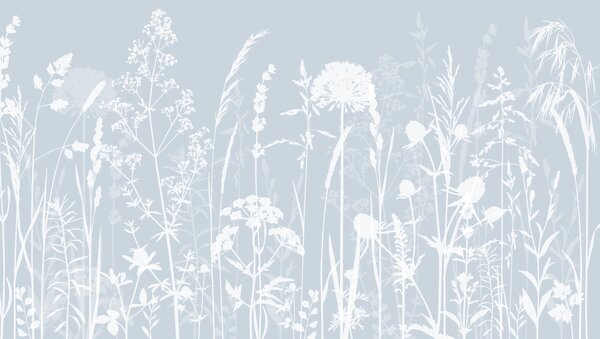 Fototapeta Białe sylwetki kwiatów, Fototapety Natura, Popularne Fototapety, w01270v4 - Tapeko.pl