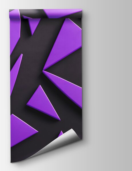 Fototapeta Fioletowe trójkąty na czarnej powierzchni, Fototapety 3d z figurami, Popularne Fototapety, u94590 - Tapeko.pl