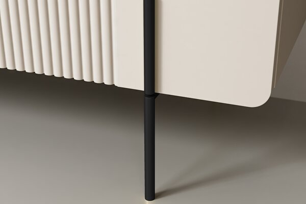 Komoda Malmi 200 cm czterodrzwiowa - kaszmir / crema bianca / czarne nóżki