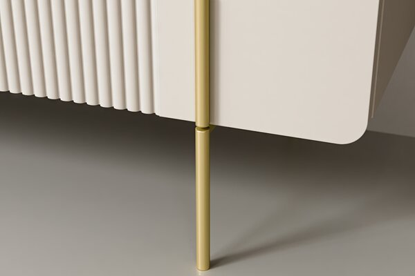 Komoda Malmi 200 cm czterodrzwiowa - kaszmir / crema bianca / złote nóżki