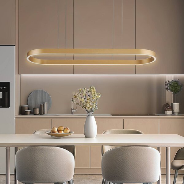 Inteligentna lampa wisząca Melinay Lucande, możliwość ściemniania, mosiężny / złoty, salon / jadalnia, aluminium, nowoczesny