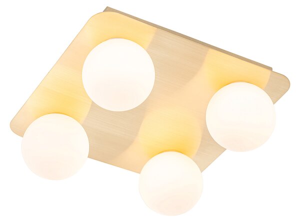 Zewnetrzna Nowoczesna łazienkowa lampa sufitowa mosiężna kwadratowa 4-punktowa - Cederic Oswietlenie zewnetrzne