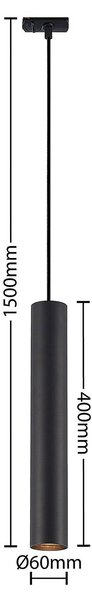 System szynowy Lindby Linaro, GU10, wiszący, 3-punktowa, czarny Linaro, czarny, kuchnia, aluminium, nowoczesny
