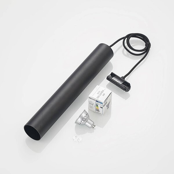 System szynowy Lindby Linaro, GU10, wiszący, 3-punktowa, czarny Linaro, czarny, kuchnia, aluminium, nowoczesny